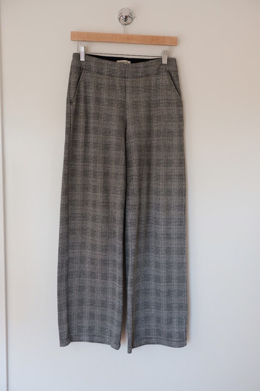 Max Studio Houndstooth Wide Leg Pants Preppy Quiet Luxury Work Outfit Size S